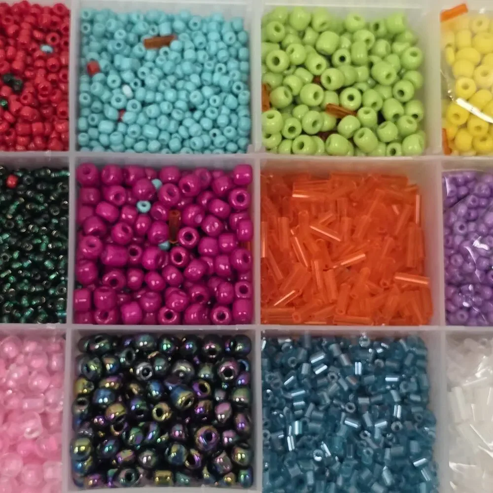 Mixed Color Jewelry Making Bead Assortment in Organizer Case Glass Plastic Craft